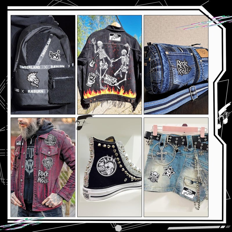 Meneng Punk Rock Iron On Patches for Jackets: 45Pcs Dark Goth Patch for DIY Crafts - Vintage Skull Sew On Appliques Patches for Jeans Vests Hats Backpacks Shirts - Image 3